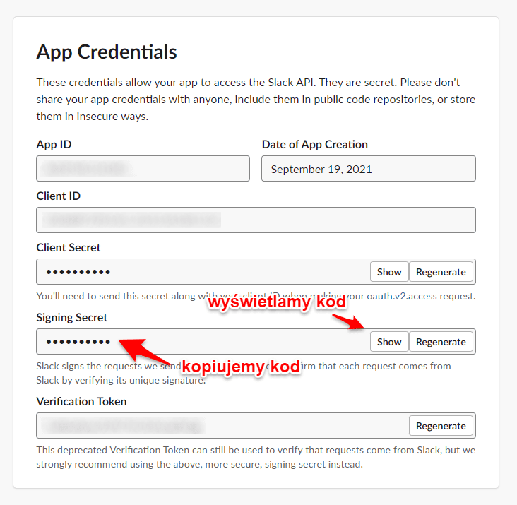 Uzyskiwanie App Credentials
