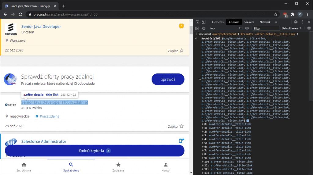 Web scraping css selector data