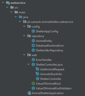Struktura klas w module 'webservice'